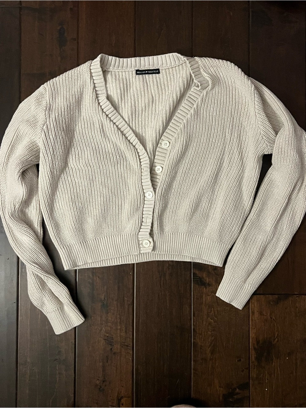 Madewell Cream Cropped V-Neck Button Cardigan